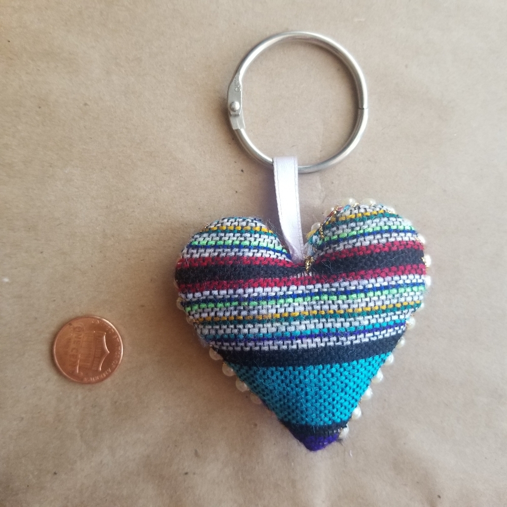 Boho, Keychain, First Car, Car Accessories, South American Textile, Heart